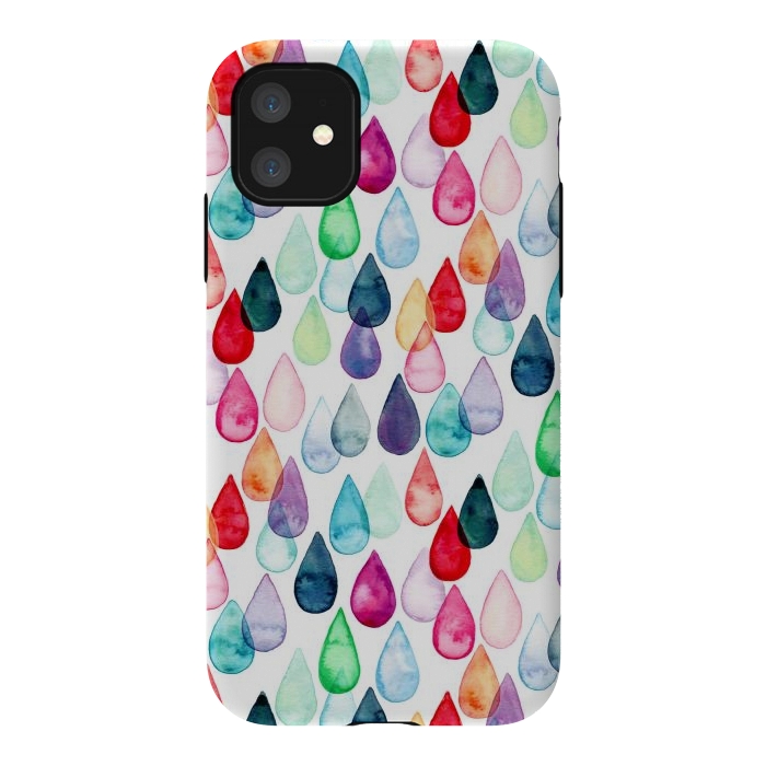 iPhone 11 StrongFit Watercolour Rainbow Drops by Tangerine-Tane
