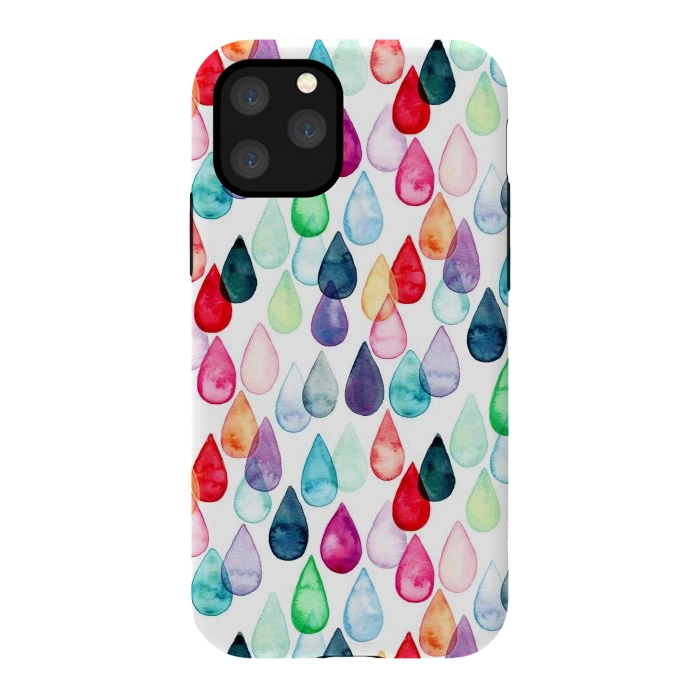 iPhone 11 Pro StrongFit Watercolour Rainbow Drops by Tangerine-Tane