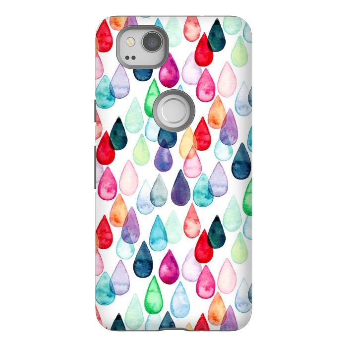 Pixel 2 StrongFit Watercolour Rainbow Drops by Tangerine-Tane