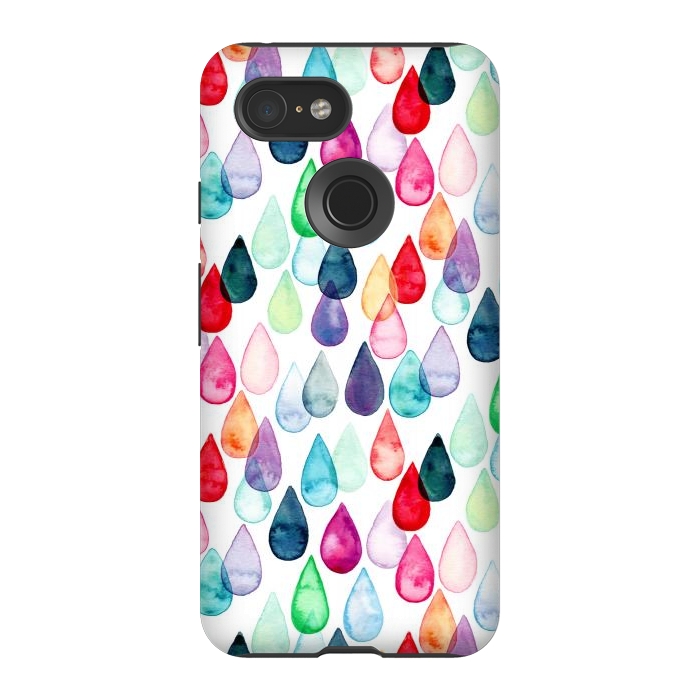 Pixel 3 StrongFit Watercolour Rainbow Drops by Tangerine-Tane