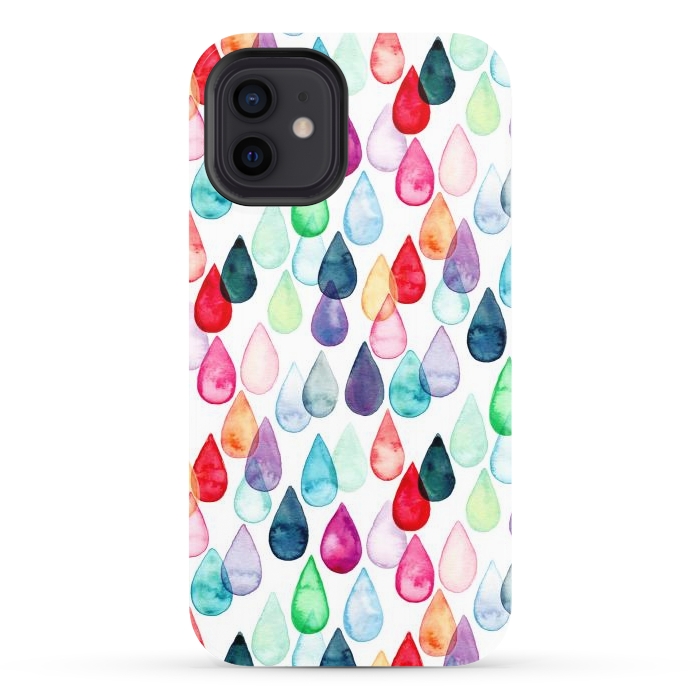 iPhone 12 StrongFit Watercolour Rainbow Drops by Tangerine-Tane