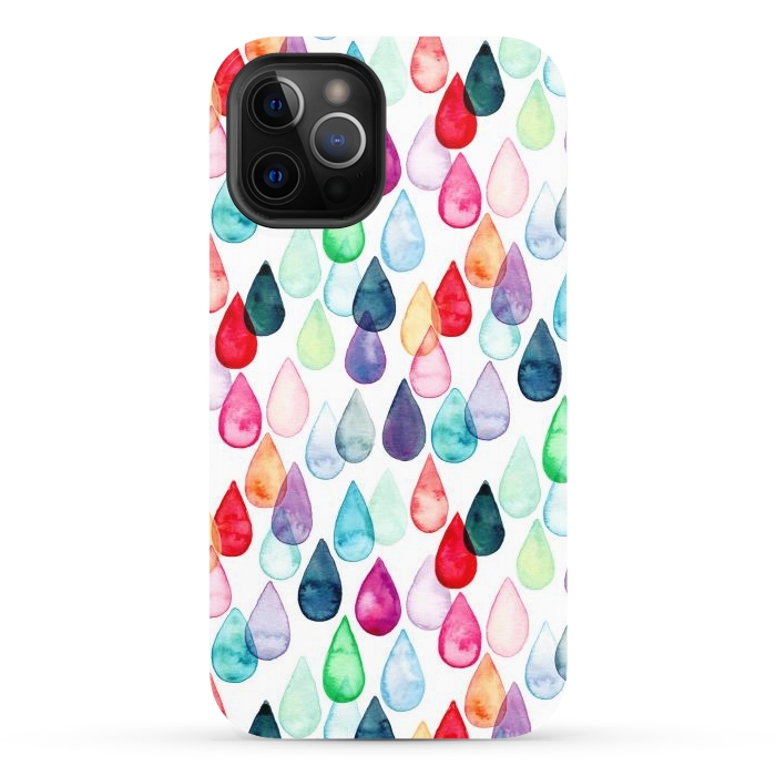 iPhone 12 Pro StrongFit Watercolour Rainbow Drops by Tangerine-Tane
