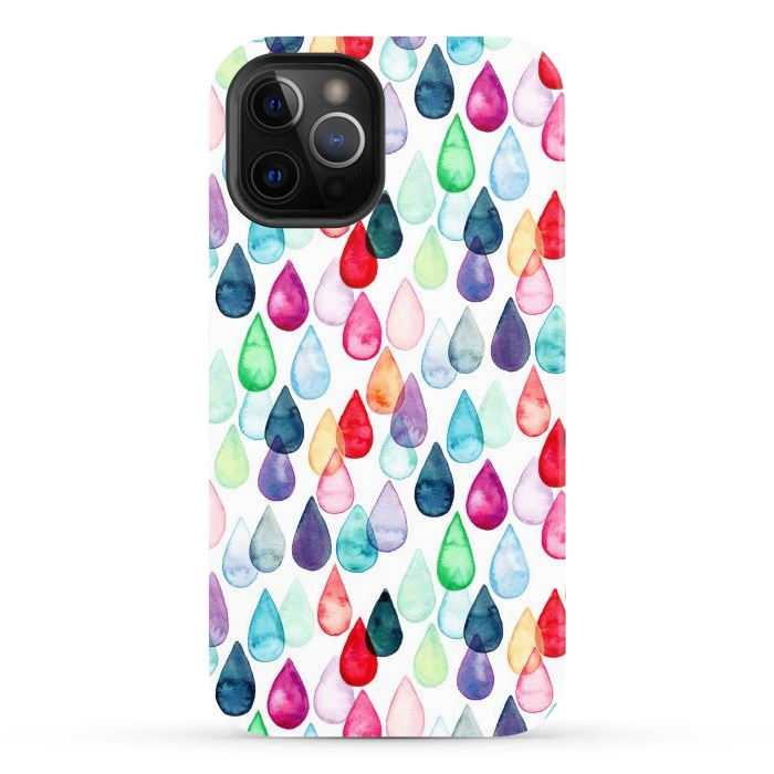 iPhone 12 Pro Max StrongFit Watercolour Rainbow Drops by Tangerine-Tane