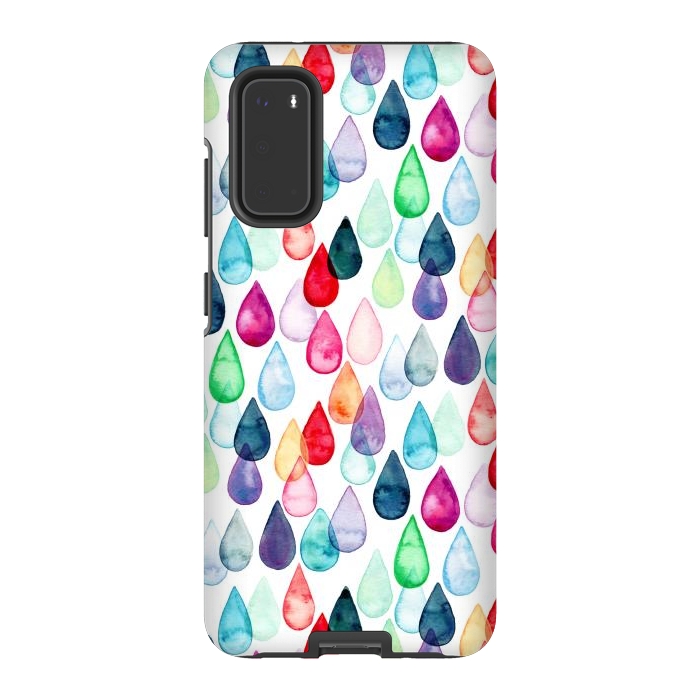 Galaxy S20 StrongFit Watercolour Rainbow Drops by Tangerine-Tane