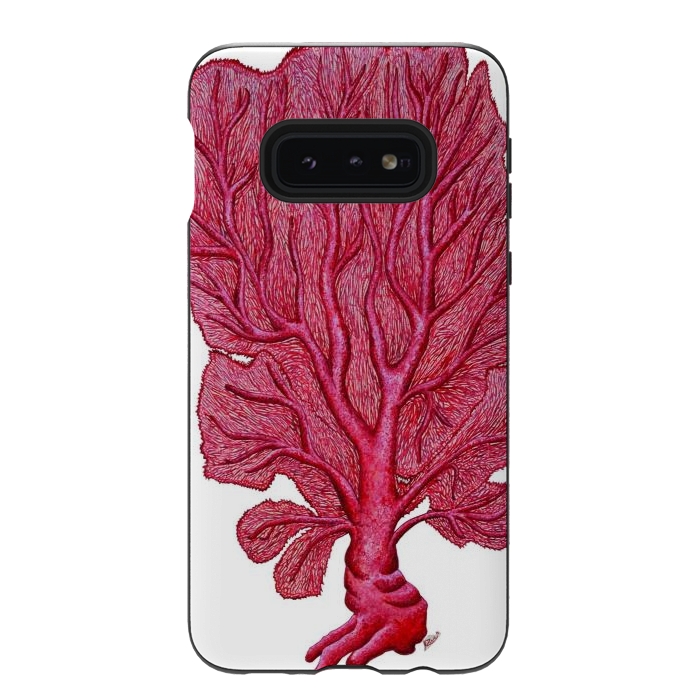 Galaxy S10e StrongFit Pink Red Coral Gorgona by Chloe Yzoard