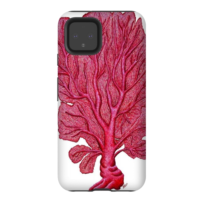 Pixel 4 StrongFit Pink Red Coral Gorgona by Chloe Yzoard