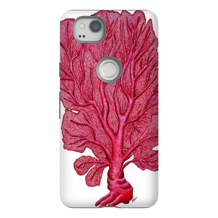 Pixel 2 StrongFit Pink Red Coral Gorgona by Chloe Yzoard
