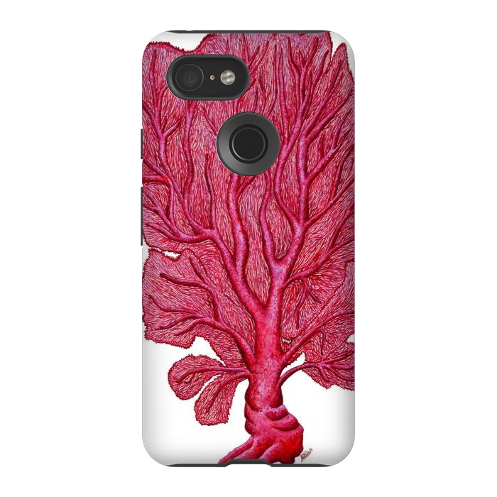 Pixel 3 StrongFit Pink Red Coral Gorgona by Chloe Yzoard