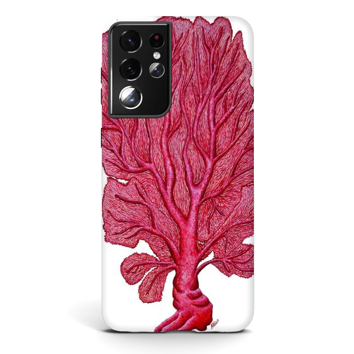 Galaxy S21 ultra StrongFit Pink Red Coral Gorgona by Chloe Yzoard