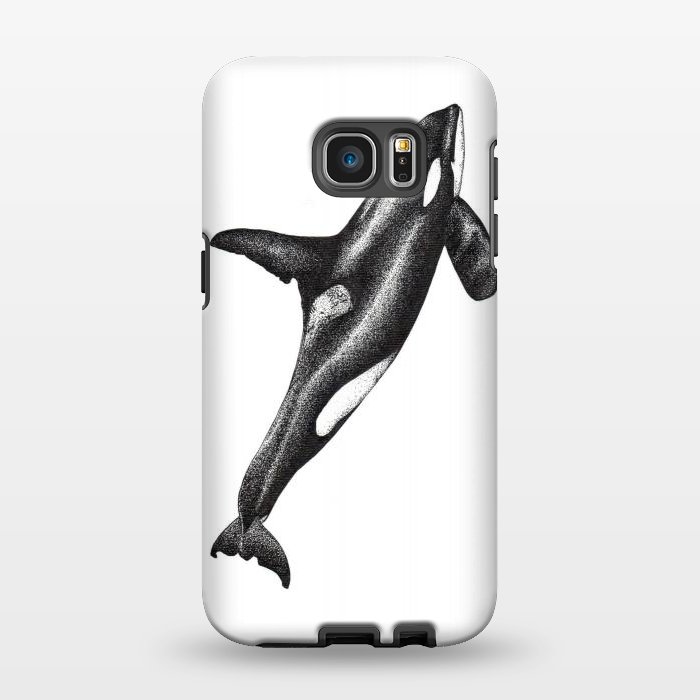 Galaxy S7 EDGE StrongFit Orca killer whale ink art by Chloe Yzoard