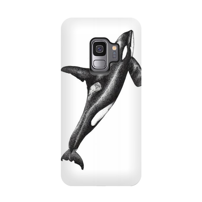 Galaxy S9 StrongFit Orca killer whale ink art by Chloe Yzoard