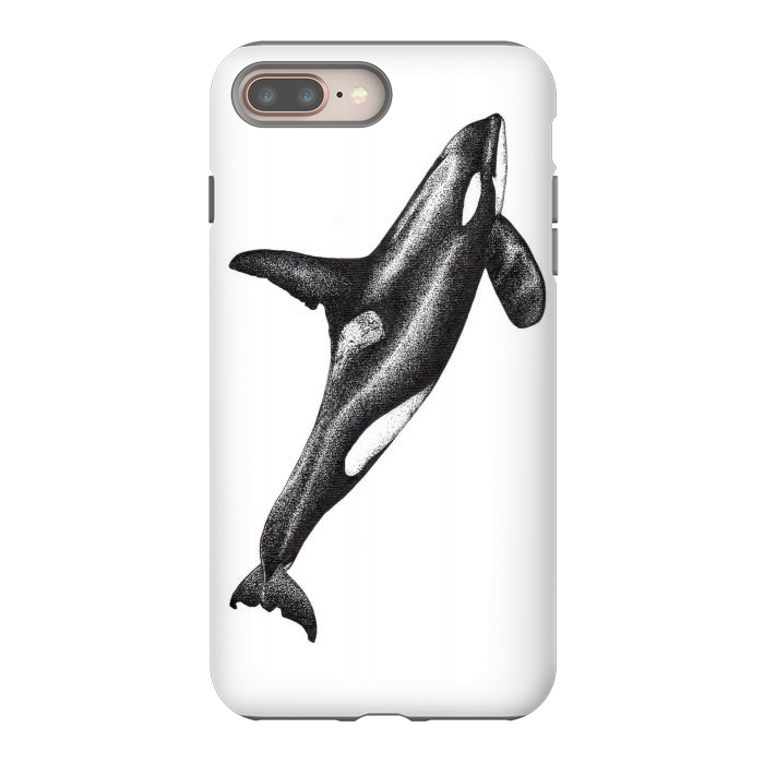iPhone 8 plus StrongFit Orca killer whale ink art by Chloe Yzoard
