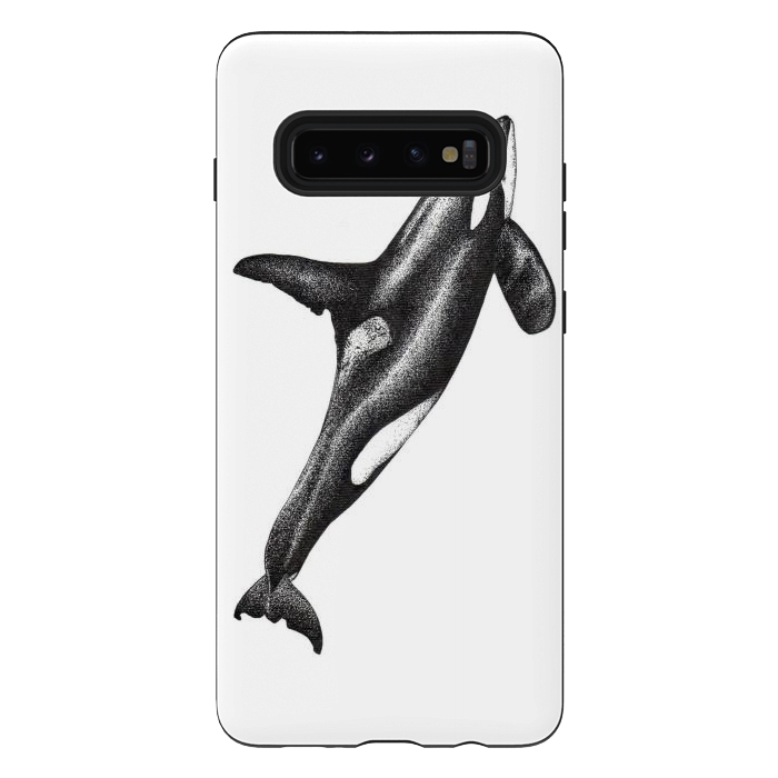 Galaxy S10 plus StrongFit Orca killer whale ink art by Chloe Yzoard