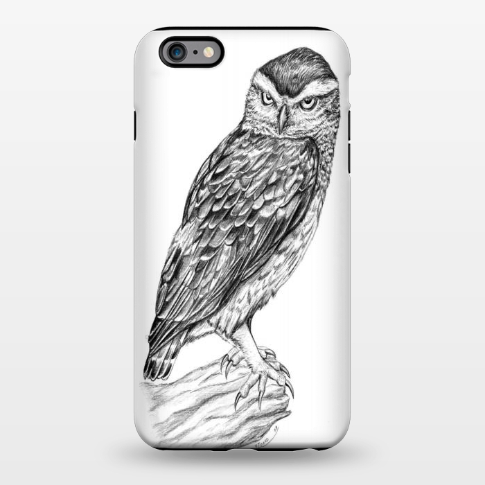 iPhone 6/6s plus StrongFit Little owl Athene noctua pencil artwork by Chloe Yzoard