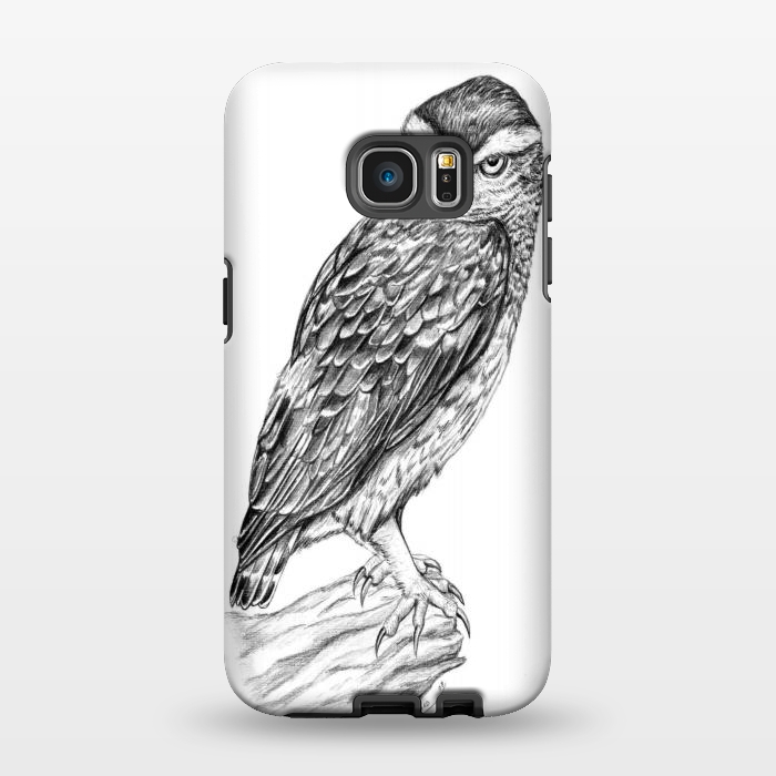 Galaxy S7 EDGE StrongFit Little owl Athene noctua pencil artwork by Chloe Yzoard