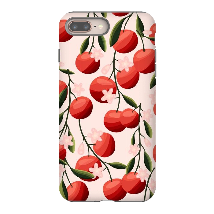 iPhone 8 plus StrongFit Orange pattern, on pale pink by Jelena Obradovic