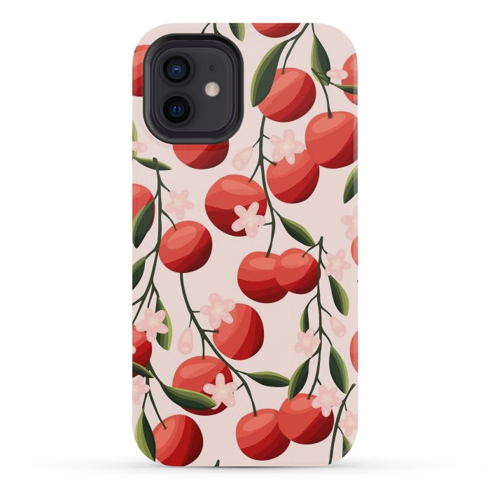 iPhone 12 mini StrongFit Orange pattern, on pale pink by Jelena Obradovic