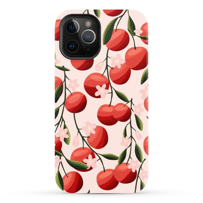iPhone 12 Pro Max StrongFit Orange pattern, on pale pink by Jelena Obradovic