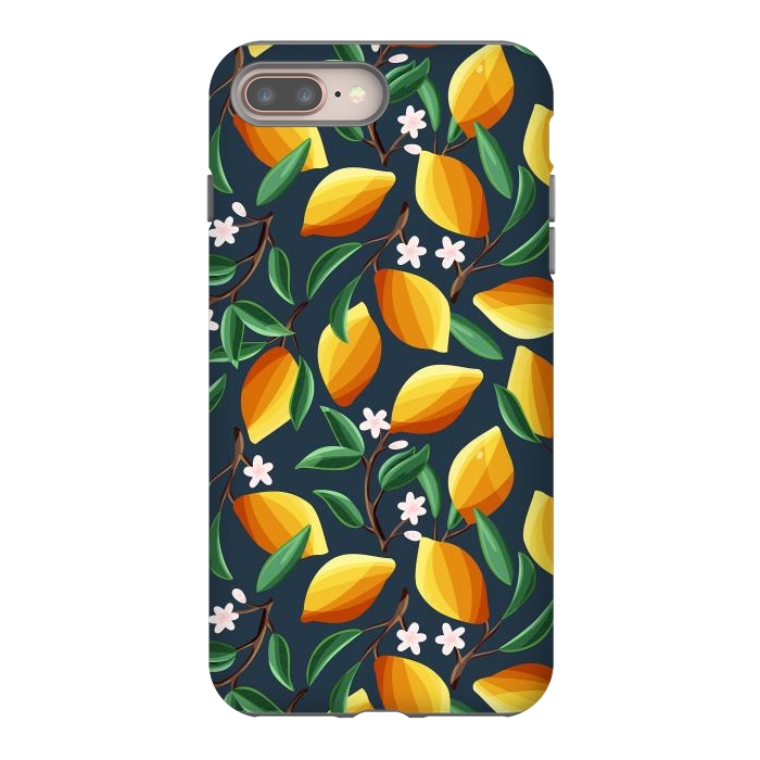 iPhone 7 plus StrongFit Lemon pattern, on dark by Jelena Obradovic