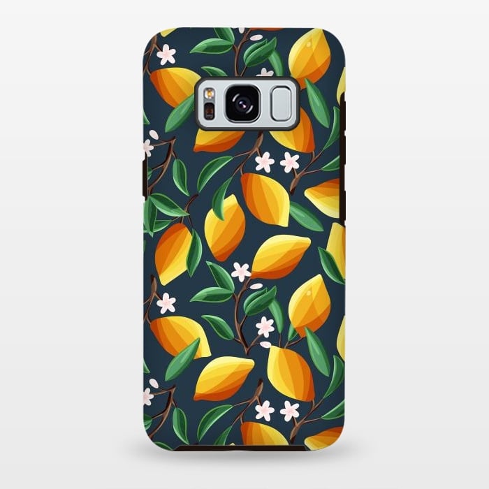 Galaxy S8 plus StrongFit Lemon pattern, on dark by Jelena Obradovic