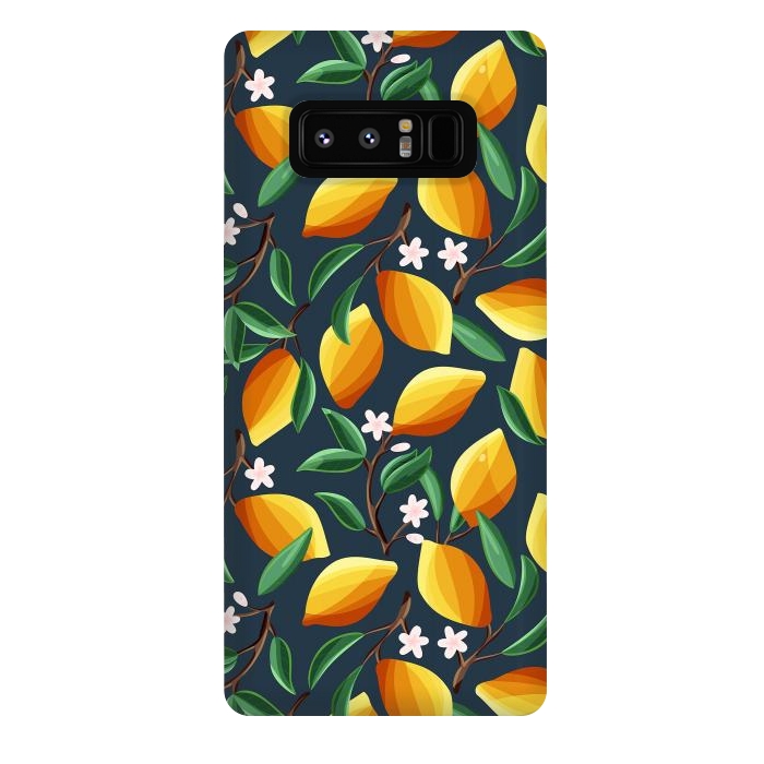 Galaxy Note 8 StrongFit Lemon pattern, on dark by Jelena Obradovic
