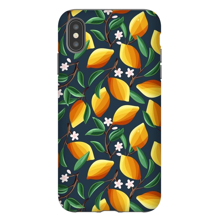 iPhone Xs Max StrongFit Lemon pattern, on dark by Jelena Obradovic