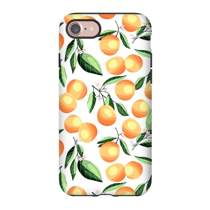 iPhone 7 StrongFit Orange pattern, on white by Jelena Obradovic