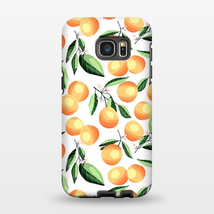 Galaxy S7 EDGE StrongFit Orange pattern, on white by Jelena Obradovic
