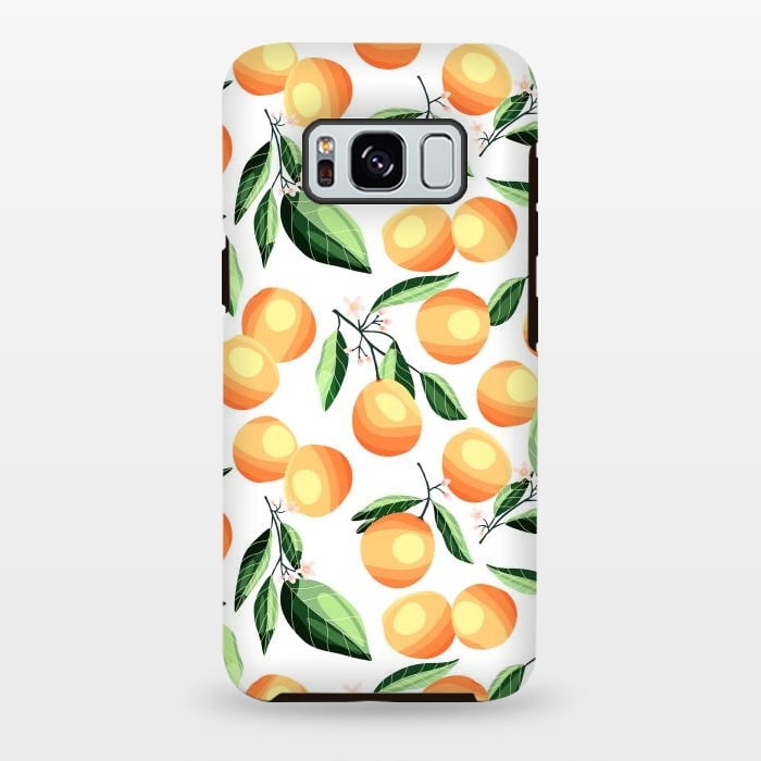 Galaxy S8 plus StrongFit Orange pattern, on white by Jelena Obradovic
