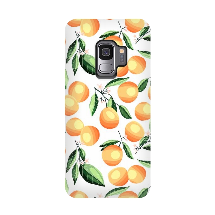Galaxy S9 StrongFit Orange pattern, on white by Jelena Obradovic