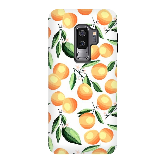 Galaxy S9 plus StrongFit Orange pattern, on white by Jelena Obradovic