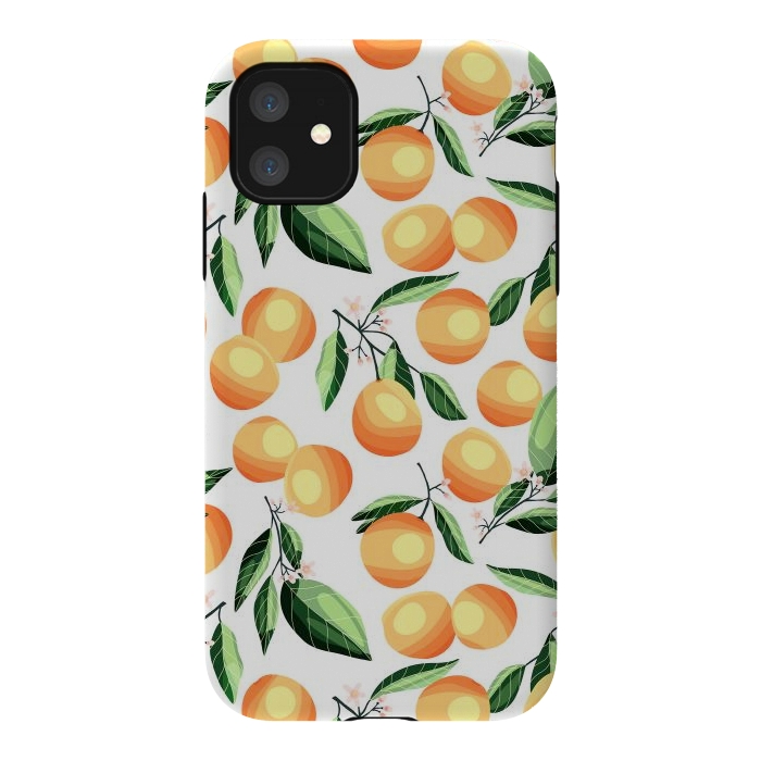 iPhone 11 StrongFit Orange pattern, on white by Jelena Obradovic