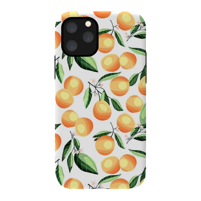 iPhone 11 Pro StrongFit Orange pattern, on white by Jelena Obradovic
