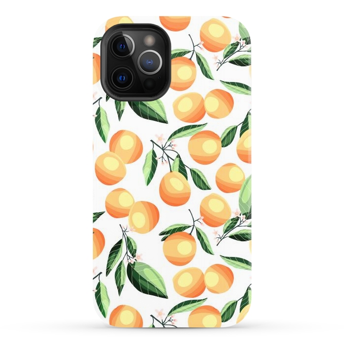 iPhone 12 Pro StrongFit Orange pattern, on white by Jelena Obradovic