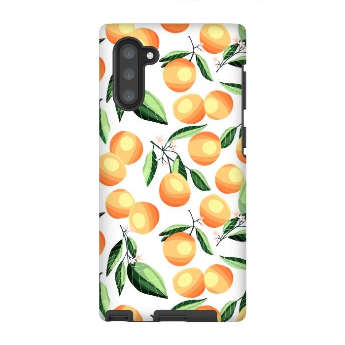 Galaxy Note 10 StrongFit Orange pattern, on white by Jelena Obradovic