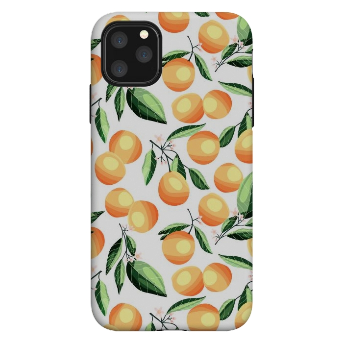 iPhone 11 Pro Max StrongFit Orange pattern, on white by Jelena Obradovic
