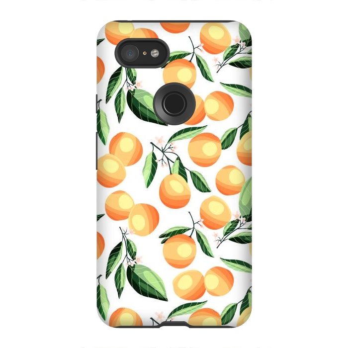 Pixel 3XL StrongFit Orange pattern, on white by Jelena Obradovic