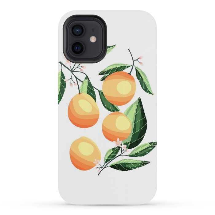 iPhone 12 mini StrongFit Peaches on white by Jelena Obradovic