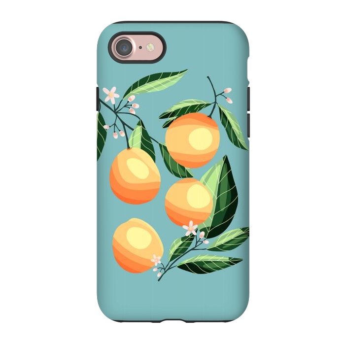 iPhone 7 StrongFit Peaches on blue by Jelena Obradovic