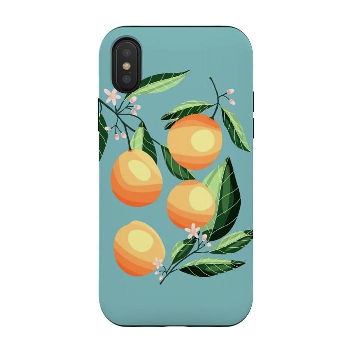 iPhone Xs / X StrongFit Peaches on blue by Jelena Obradovic