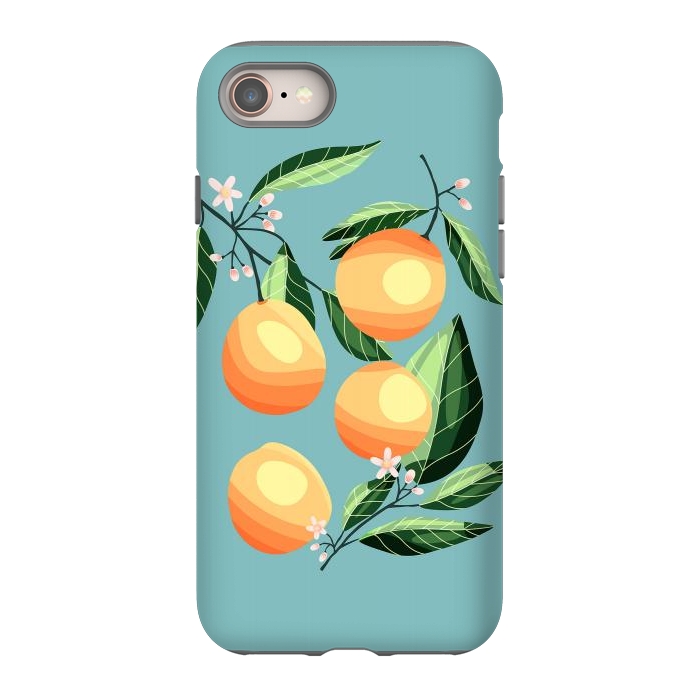 iPhone 8 StrongFit Peaches on blue by Jelena Obradovic