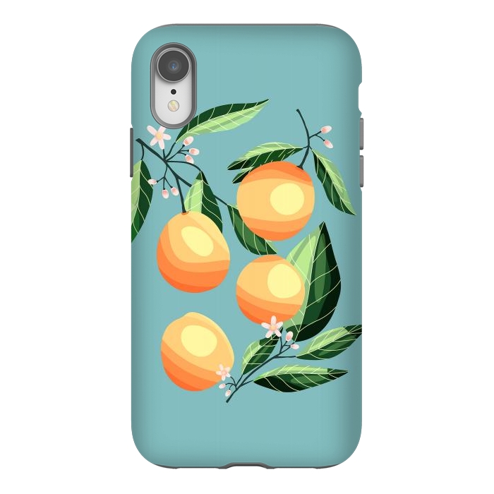 iPhone Xr StrongFit Peaches on blue by Jelena Obradovic