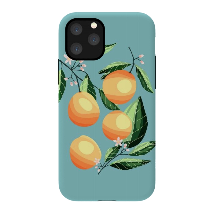 iPhone 11 Pro StrongFit Peaches on blue by Jelena Obradovic