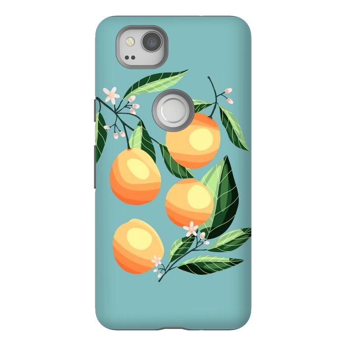 Pixel 2 StrongFit Peaches on blue by Jelena Obradovic