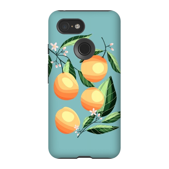 Pixel 3 StrongFit Peaches on blue by Jelena Obradovic