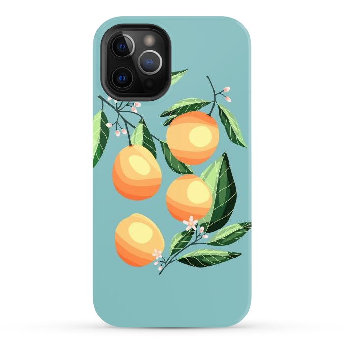 iPhone 12 Pro Max StrongFit Peaches on blue by Jelena Obradovic