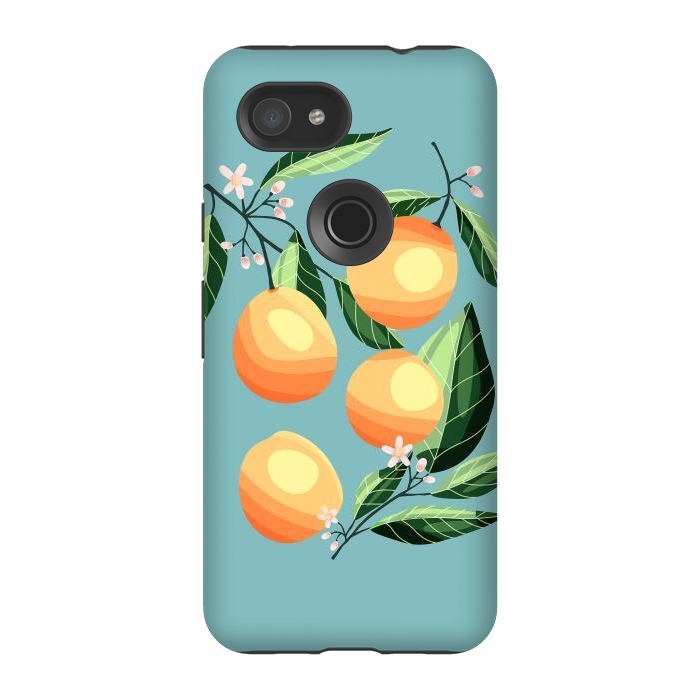 Pixel 3A StrongFit Peaches on blue by Jelena Obradovic