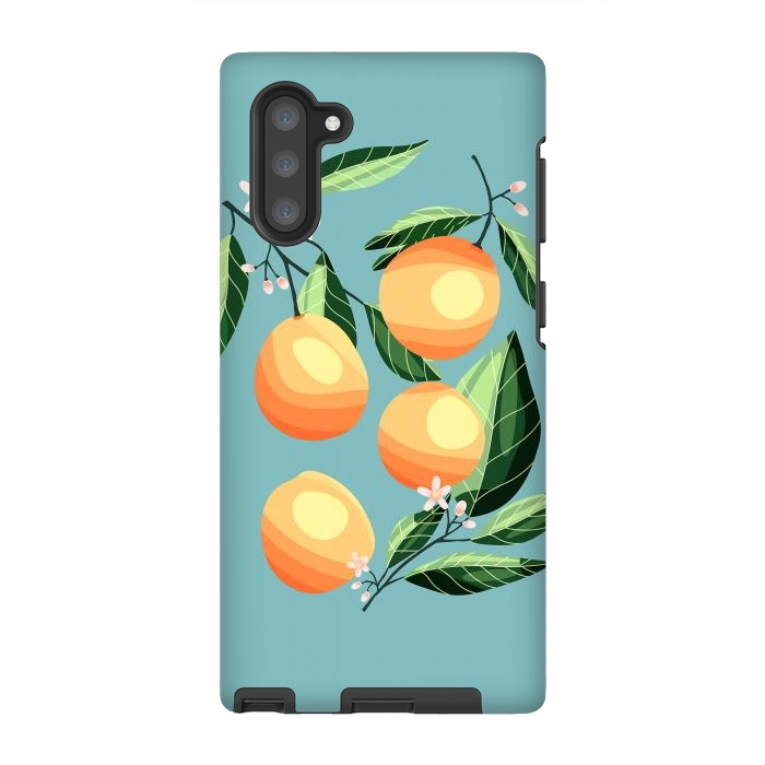 Galaxy Note 10 StrongFit Peaches on blue by Jelena Obradovic