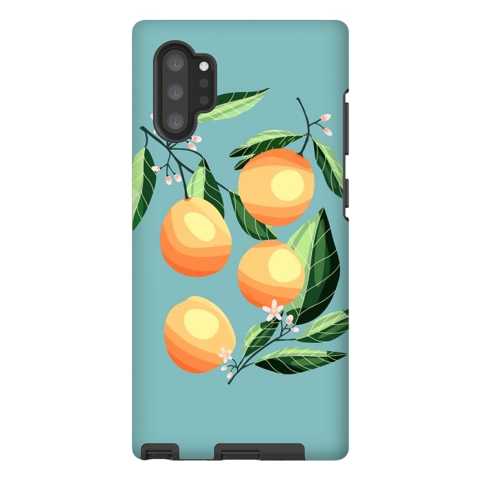 Galaxy Note 10 plus StrongFit Peaches on blue by Jelena Obradovic