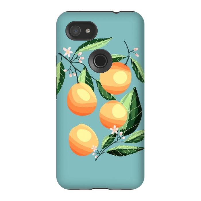 Pixel 3AXL StrongFit Peaches on blue by Jelena Obradovic